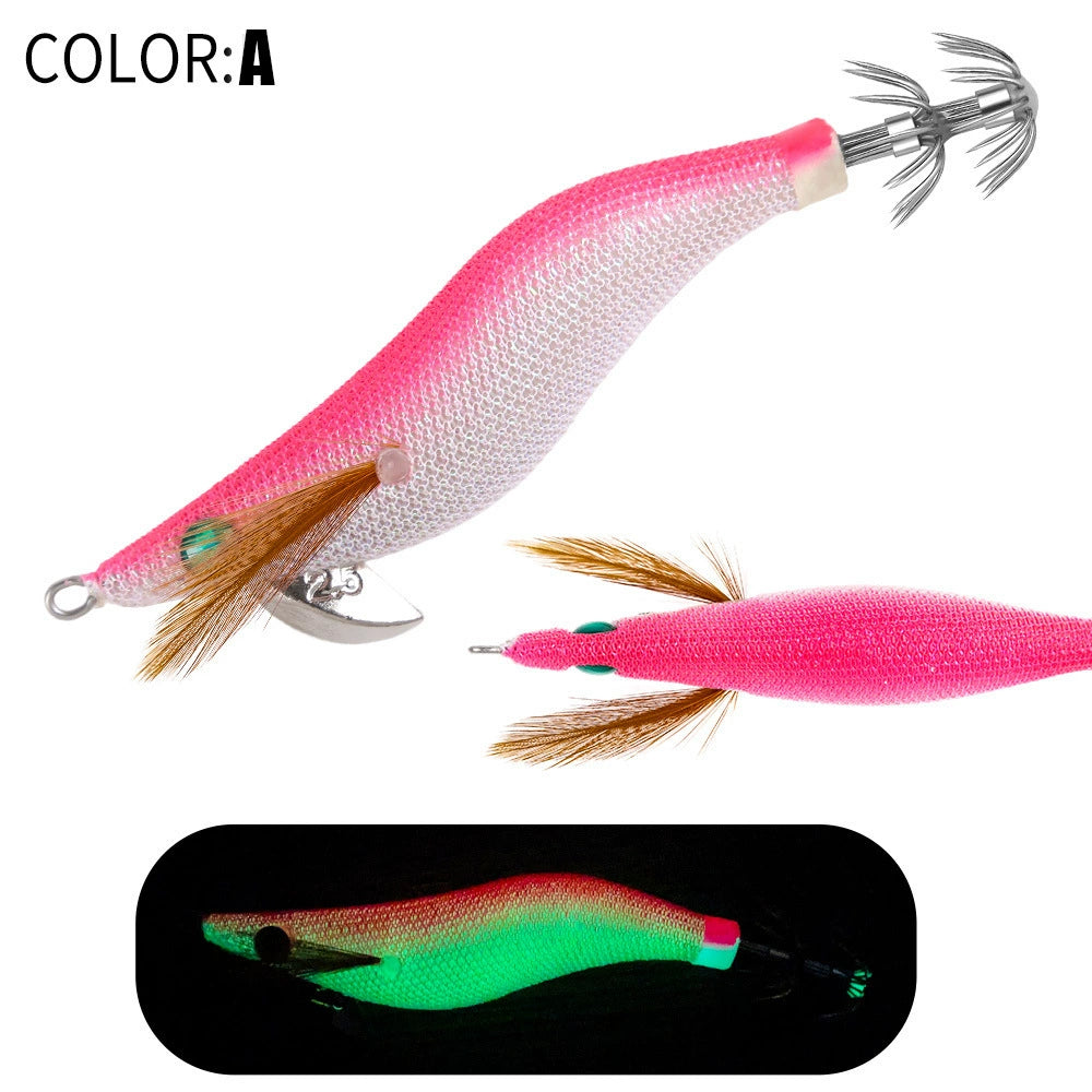 New Squid Hook #2.5/10g #3.0/15g#3.5/20g Rapid inkiSng Artificial Luminous Squid Jigging Bait Wood Shrimp Hooks for Saltwater Tackle Fishing Lure