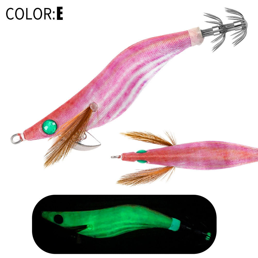 New Squid Hook #2.5/10g #3.0/15g#3.5/20g Rapid inkiSng Artificial Luminous Squid Jigging Bait Wood Shrimp Hooks for Saltwater Tackle Fishing Lure