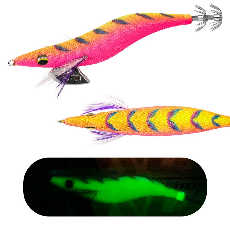 New Squid Hook #3.0/15g #3.5/19g Rapid inkiSng Artificial Luminous Squid Jigging Bait Wood Shrimp Hooks for Saltwater Tackle Fishing Lure