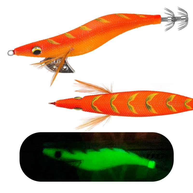 New Squid Hook #3.0/15g #3.5/19g Rapid inkiSng Artificial Luminous Squid Jigging Bait Wood Shrimp Hooks for Saltwater Tackle Fishing Lure