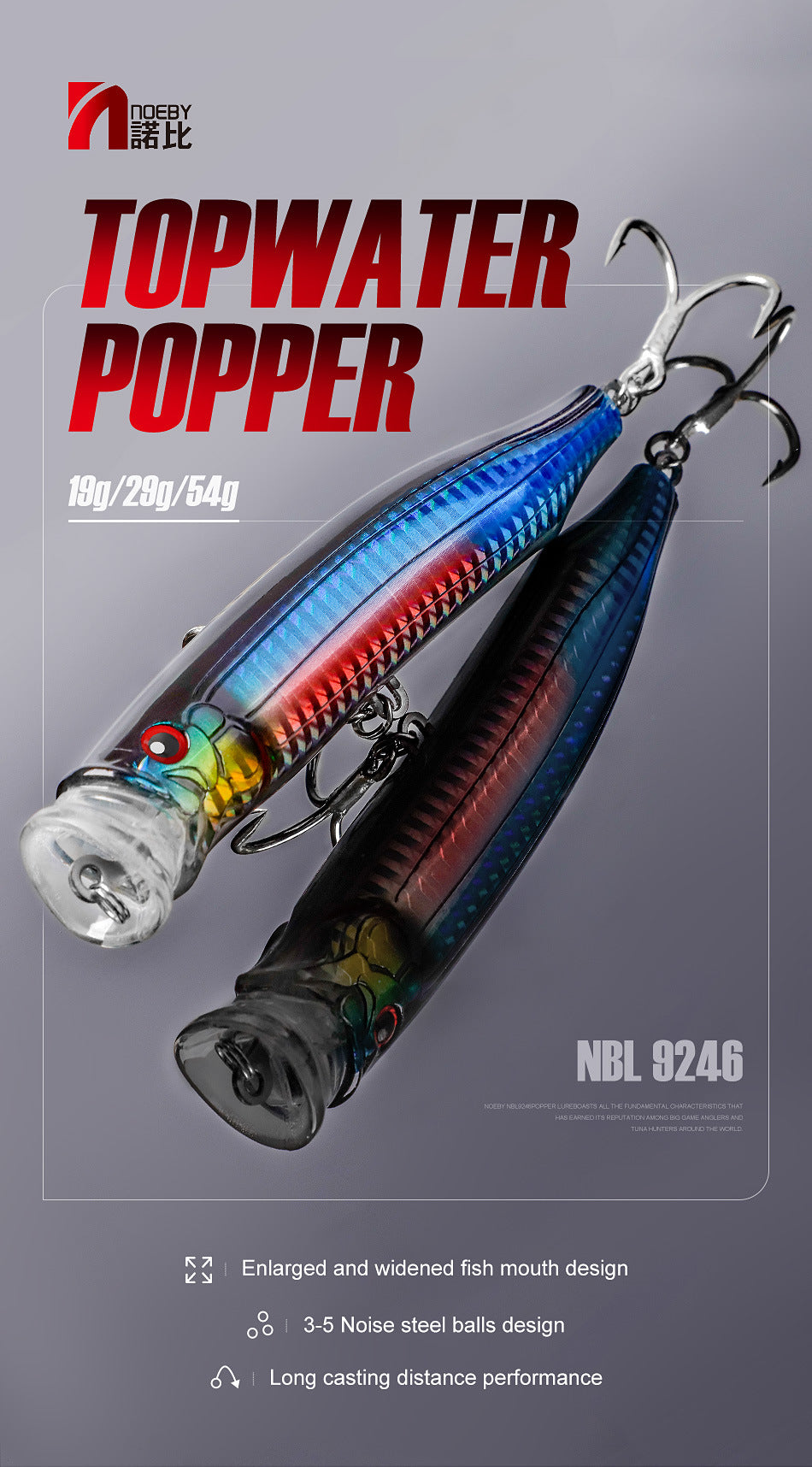 NOEBY Saltwater Pencil Bait/Stickbait/Minnow/Topwater/Popper Lure 100mm/19g