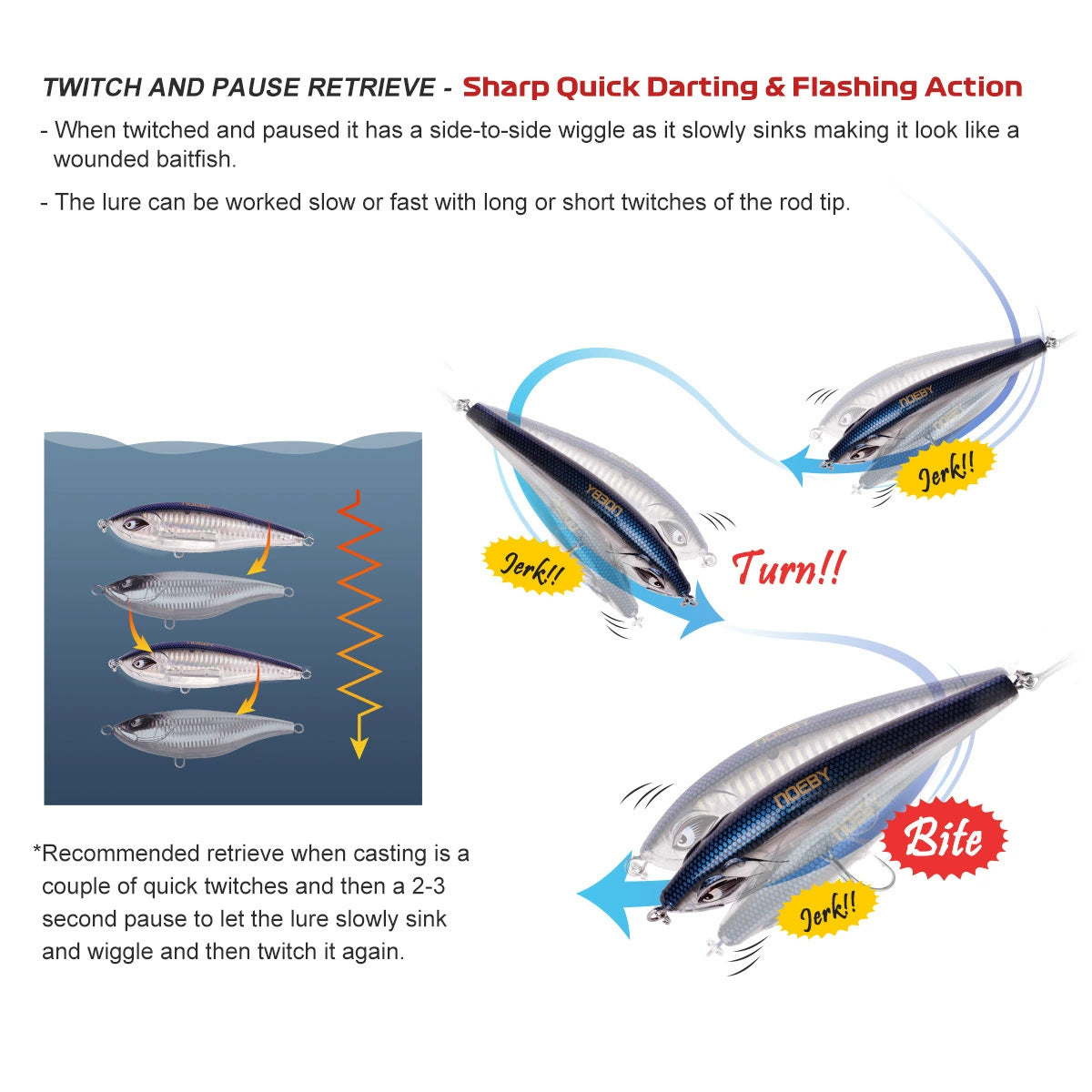 NOEBY Saltwater Pencil Bait/Stickbait/Minnow/Topwater Lure 115mm/38g