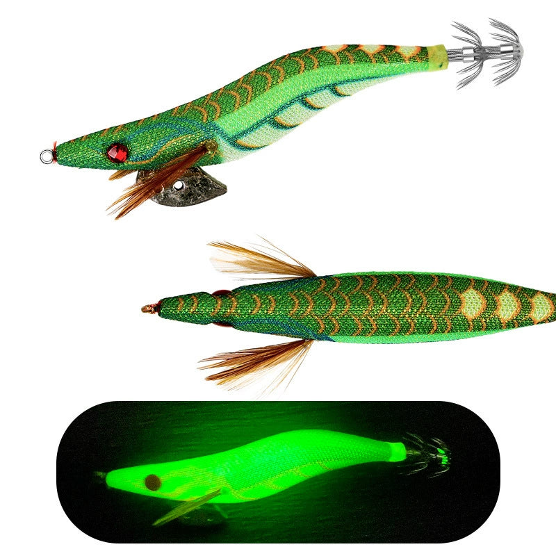 New Squid Hook #3.0/14g Rapid inkiSng Artificial Luminous Squid Jigging Bait Wood Shrimp Hooks for Saltwater Tackle Fishing Lure