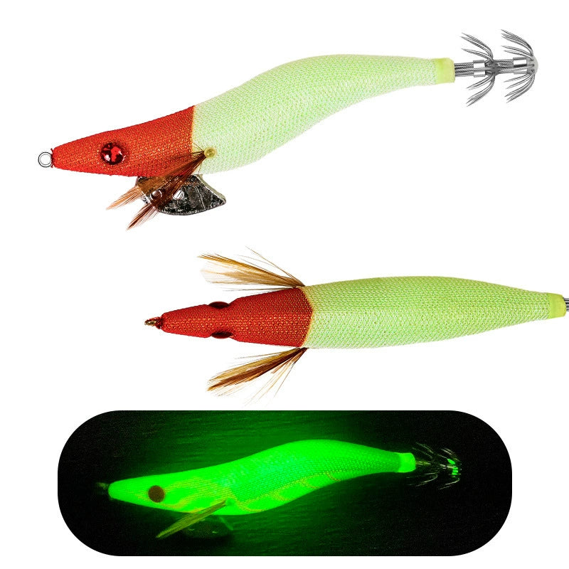 New Squid Hook #3.0/14g Rapid inkiSng Artificial Luminous Squid Jigging Bait Wood Shrimp Hooks for Saltwater Tackle Fishing Lure