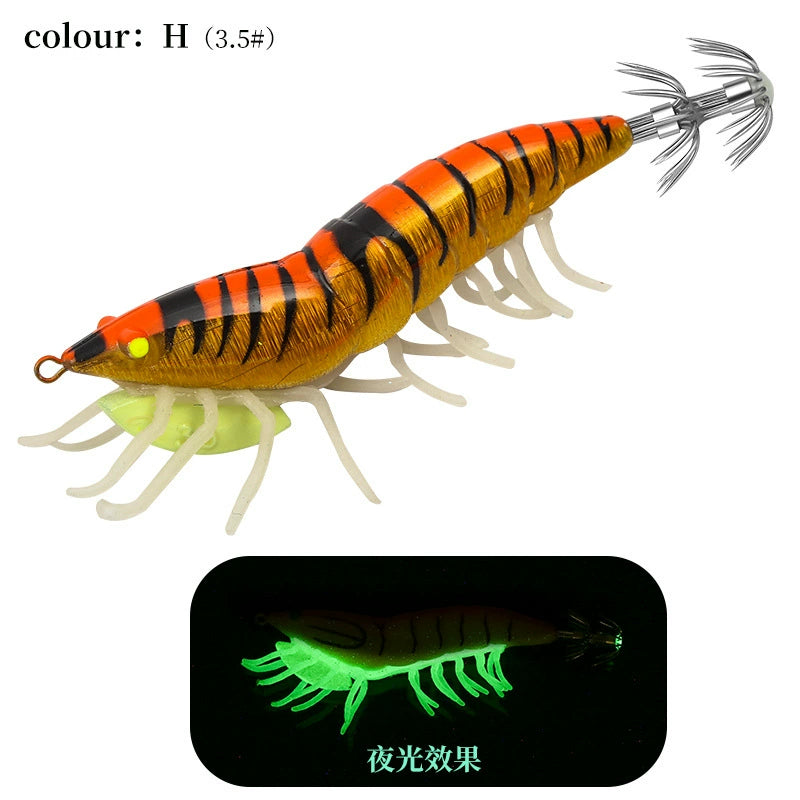New Squid Hook #3.5/24g Rapid inkiSng Artificial Luminous Squid Jigging Bait Wood Shrimp Hooks for Saltwater Tackle Fishing Lure