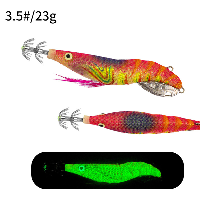 New Squid Hook #3.5/23g Rapid inkiSng Artificial Luminous Squid Jigging Bait Wood Shrimp Hooks for Saltwater Tackle Fishing Lure
