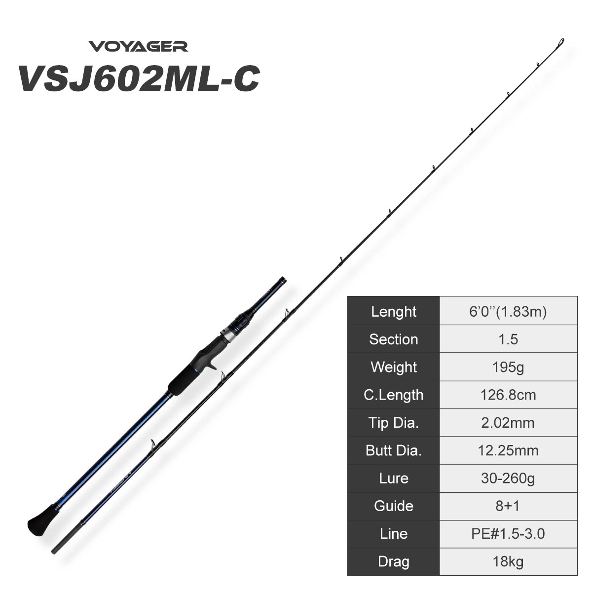 NOEBY Slow Pitch Jigging/Saltwater/Topwater/Big Game/GT /Tuna Rod VSJ602/VSJ652