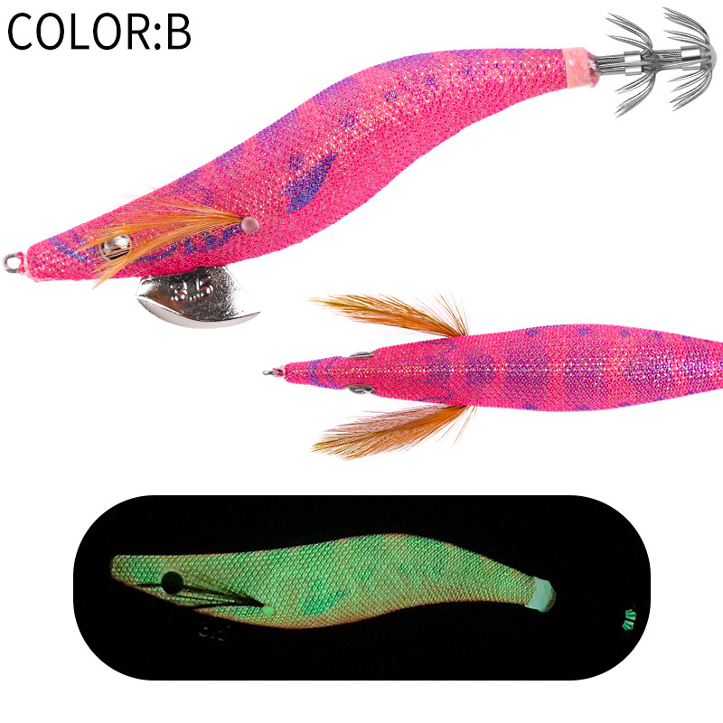 New Squid Hook #2.5/10g #3.0/15g #3.5/20g Rapid inkiSng Artificial Luminous Squid Jigging Bait Wood Shrimp Hooks for Saltwater Tackle Fishing Lure