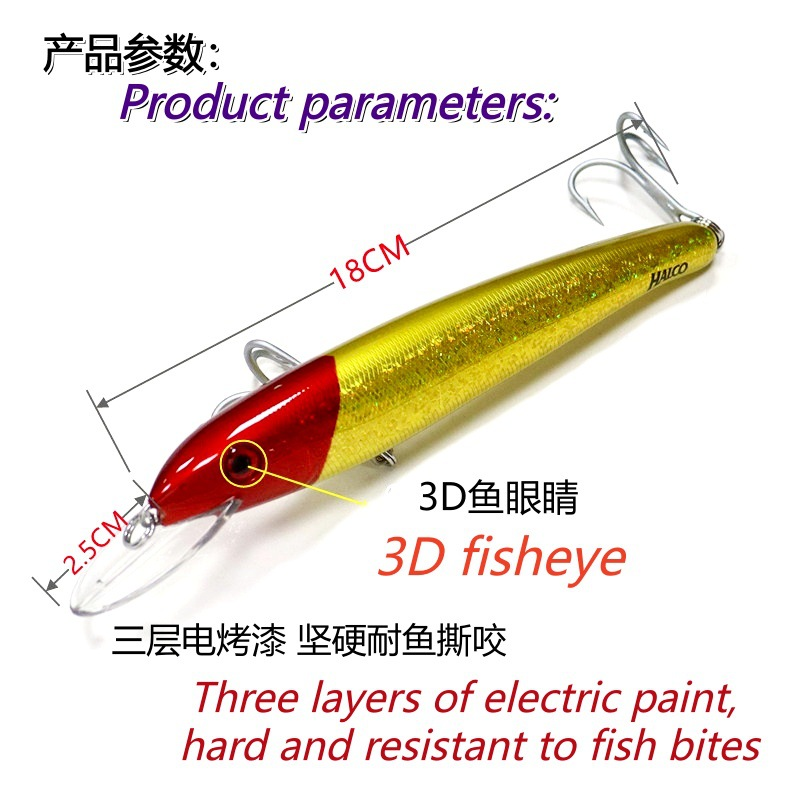 New Saltwater Pencil Bait/Stickbait/Minnow/Topwater/Popper Lure 18cm/48g