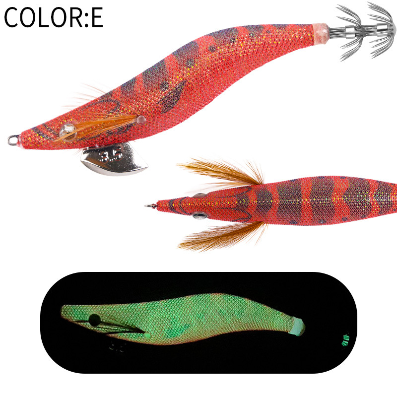 New Squid Hook #2.5/10g #3.0/15g #3.5/20g Rapid inkiSng Artificial Luminous Squid Jigging Bait Wood Shrimp Hooks for Saltwater Tackle Fishing Lure