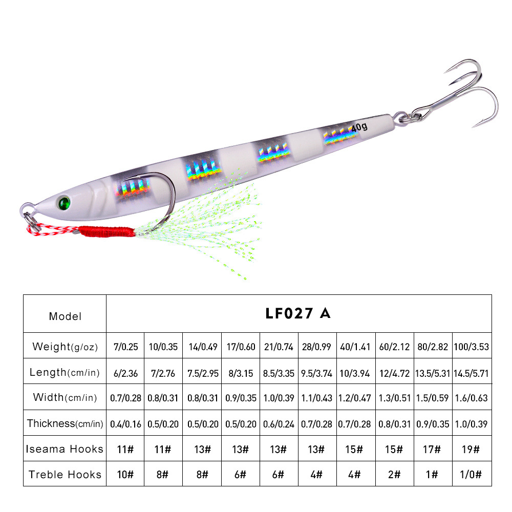 #66 Slow Pitch Jigs 7g 10g 14g 17g 21g 28g 40g 60g 80g 100g